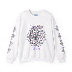 Cozy and stylish unisex crewneck sweatshirt with 'Love You Mom' design, perfect birthday gift for your mom to show her your love and appreciation