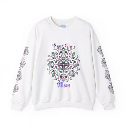 Cozy and stylish unisex crewneck sweatshirt with 'Love You Mom' design, perfect birthday gift for your mom to show her your love and appreciation