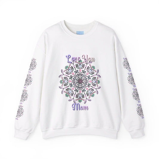 Cozy and stylish unisex crewneck sweatshirt with 'Love You Mom' design, perfect birthday gift for your mom to show her your love and appreciation