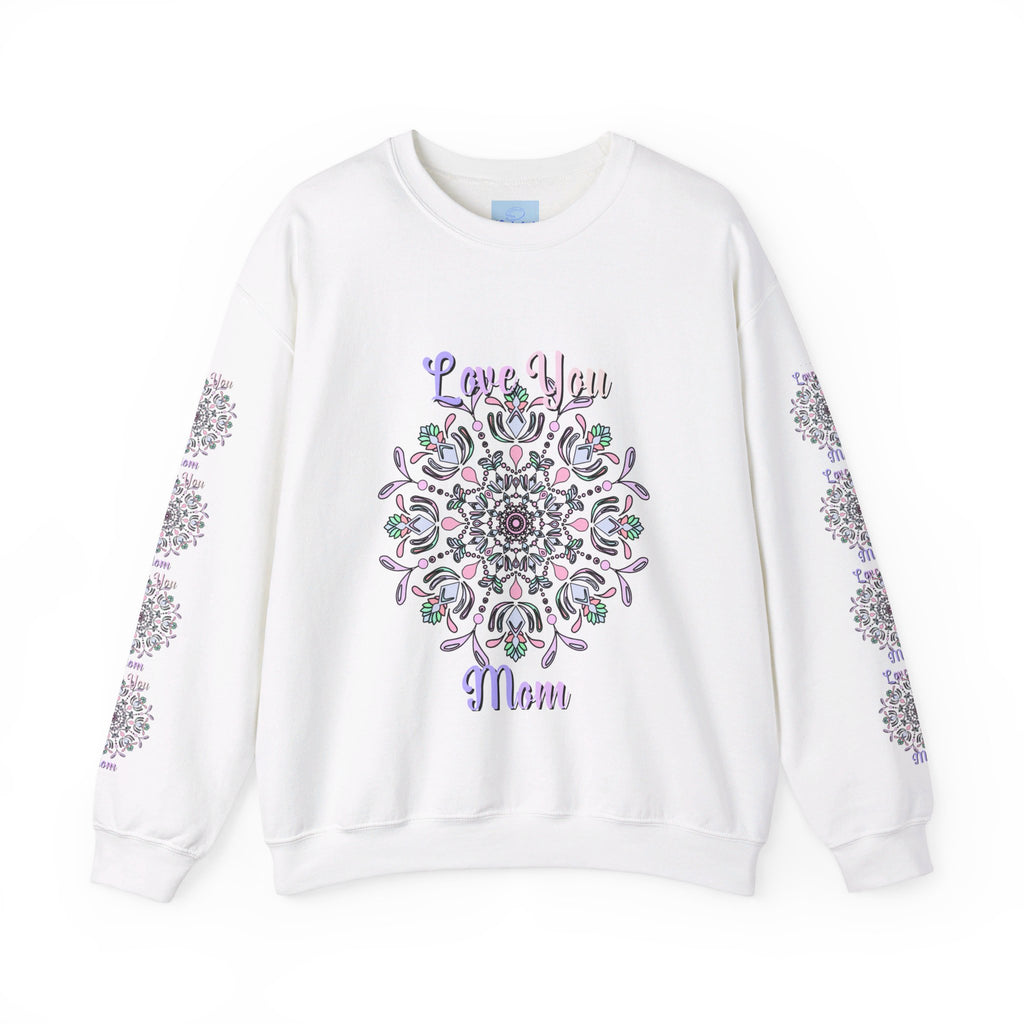 Cozy and stylish unisex crewneck sweatshirt with 'Love You Mom' design, perfect birthday gift for your mom to show her your love and appreciation