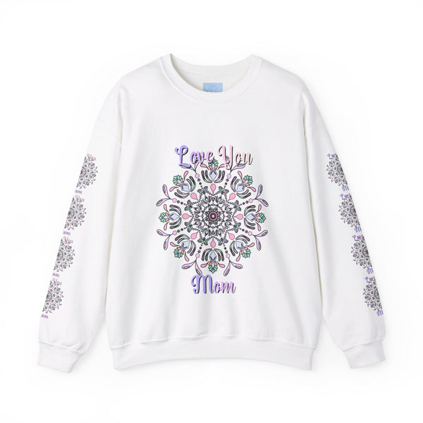 Cozy and stylish unisex crewneck sweatshirt with 'Love You Mom' design, perfect birthday gift for your mom to show her your love and appreciation