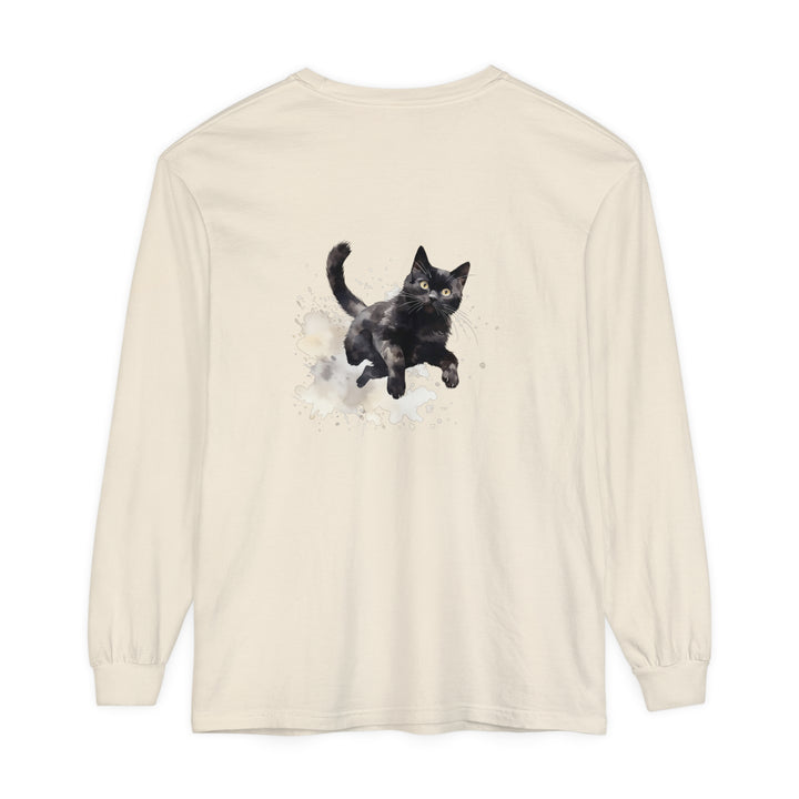 Black Cat Watercolor Splash T-Shirt featuring a playful feline design