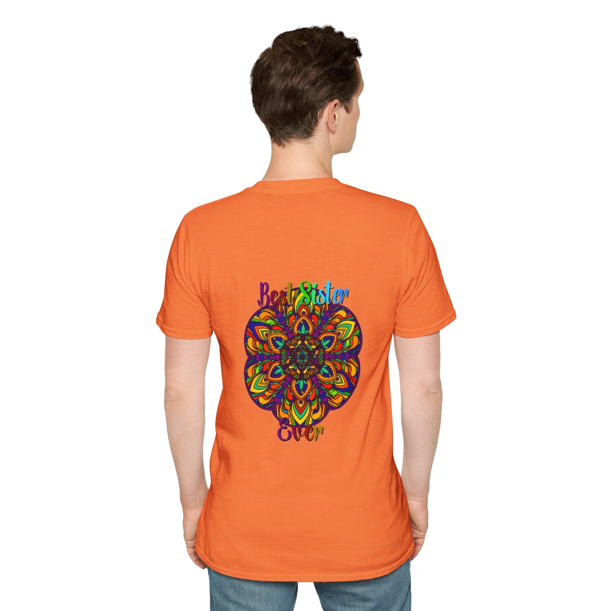 Mandala Art Gift for Sister Unisex Softstyle T-Shirt - Hand-Drawn Design - Perfect present for your sister, featuring a beautiful hand-drawn mandala design on a soft and comfortable unisex t-shirt