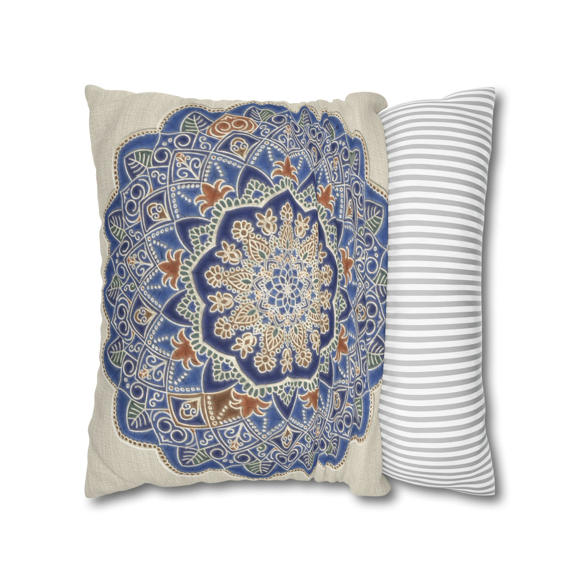 Federe quadrate Mandala blu
