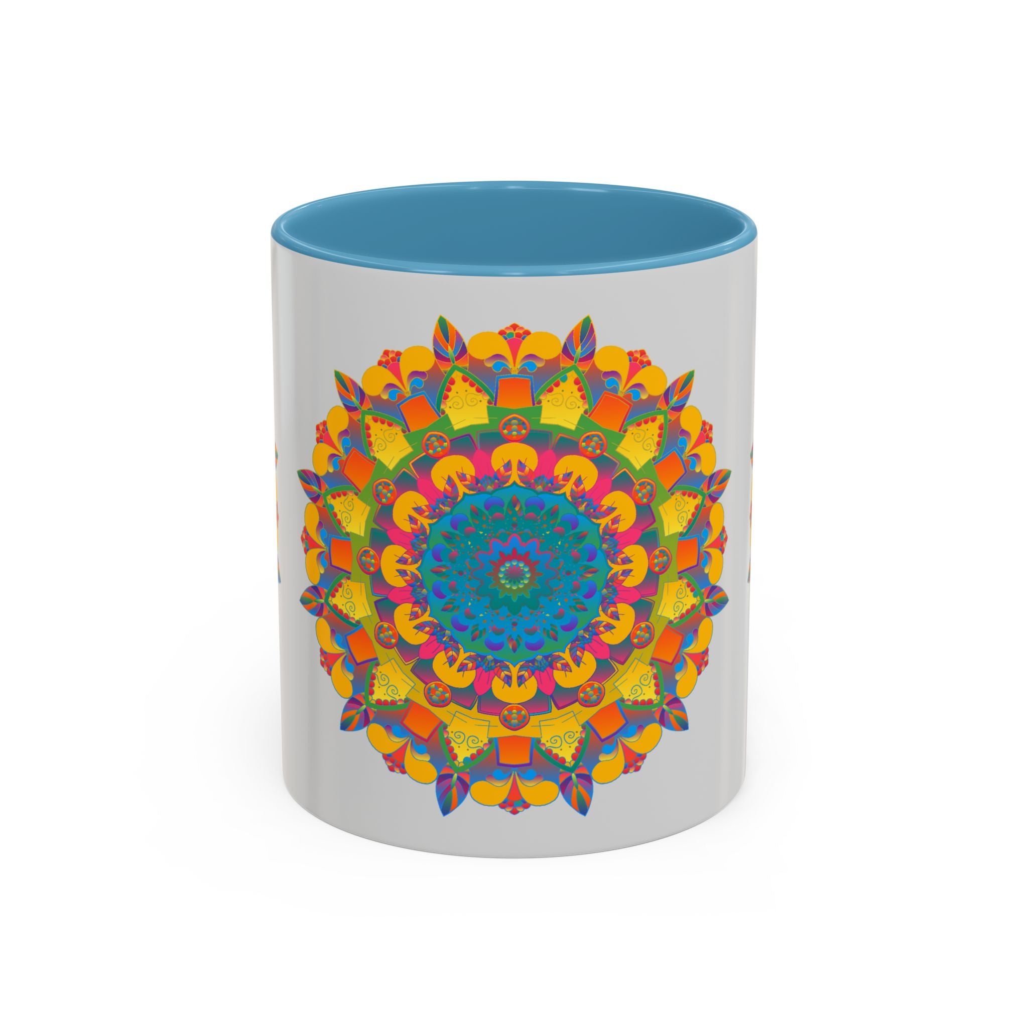 Beautiful and eye-catching mug with hand-drawn mandala and floral motifs