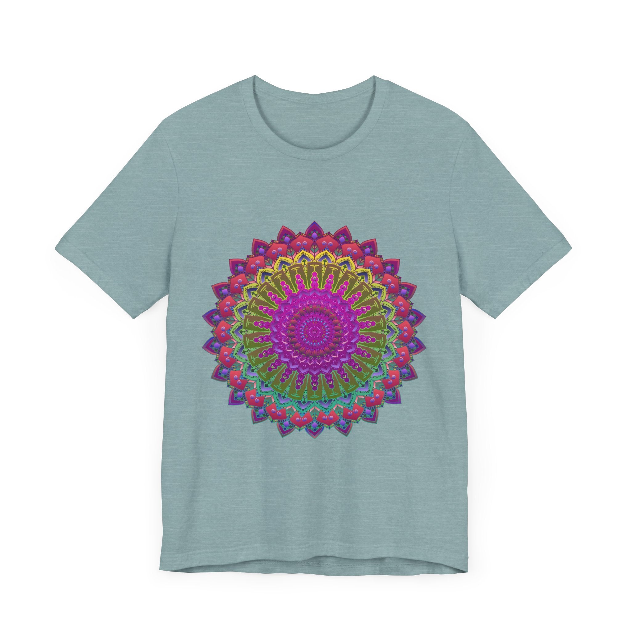 Vibrant Mandala Tee featuring colorful spiritual art and intricate design