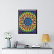 Beautiful vertical framed poster featuring a hand-drawn mandala art, perfect for promoting mindfulness and enhancing your yoga practice