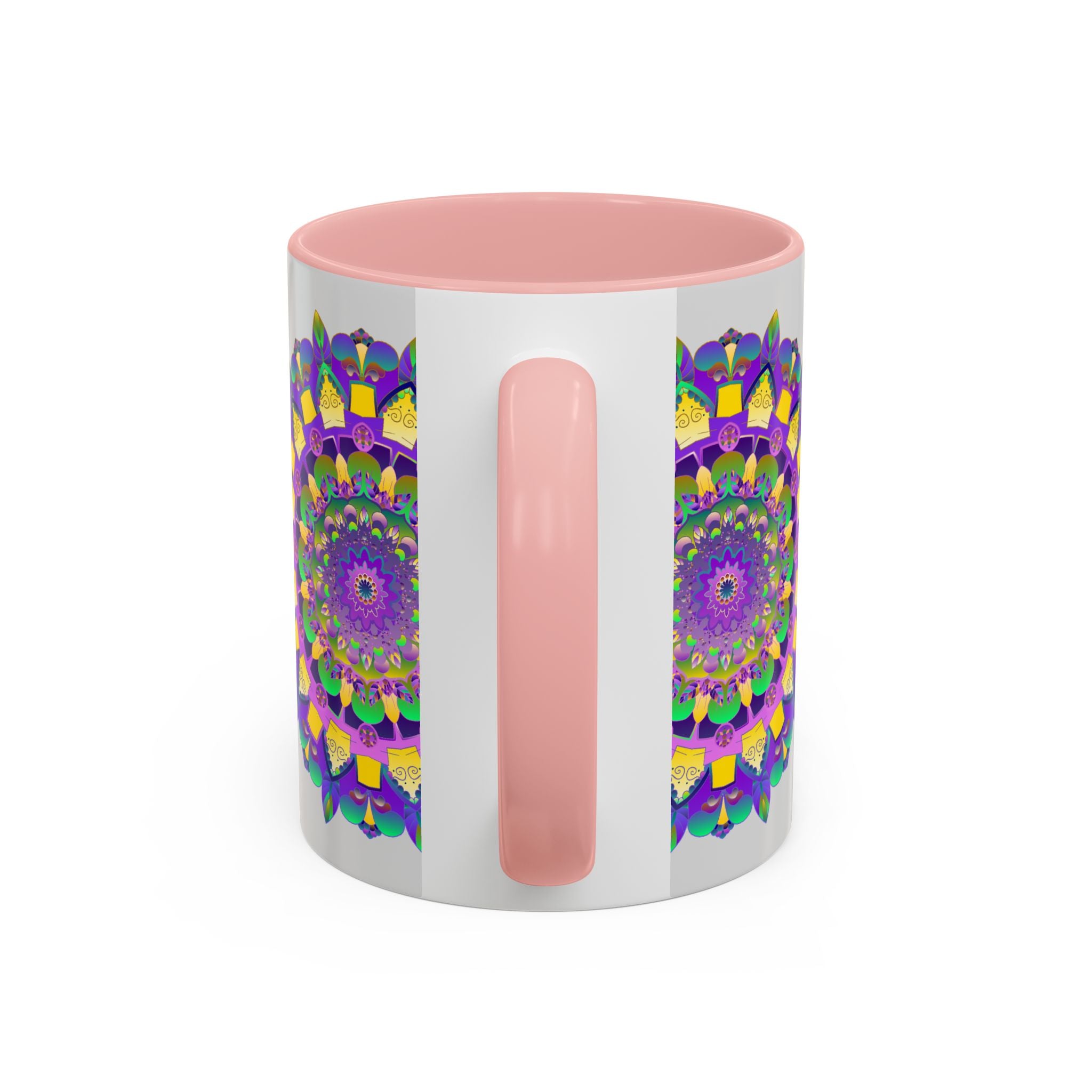 Vibrant Purple and Yellow Mandala Design on Ceramic Mug