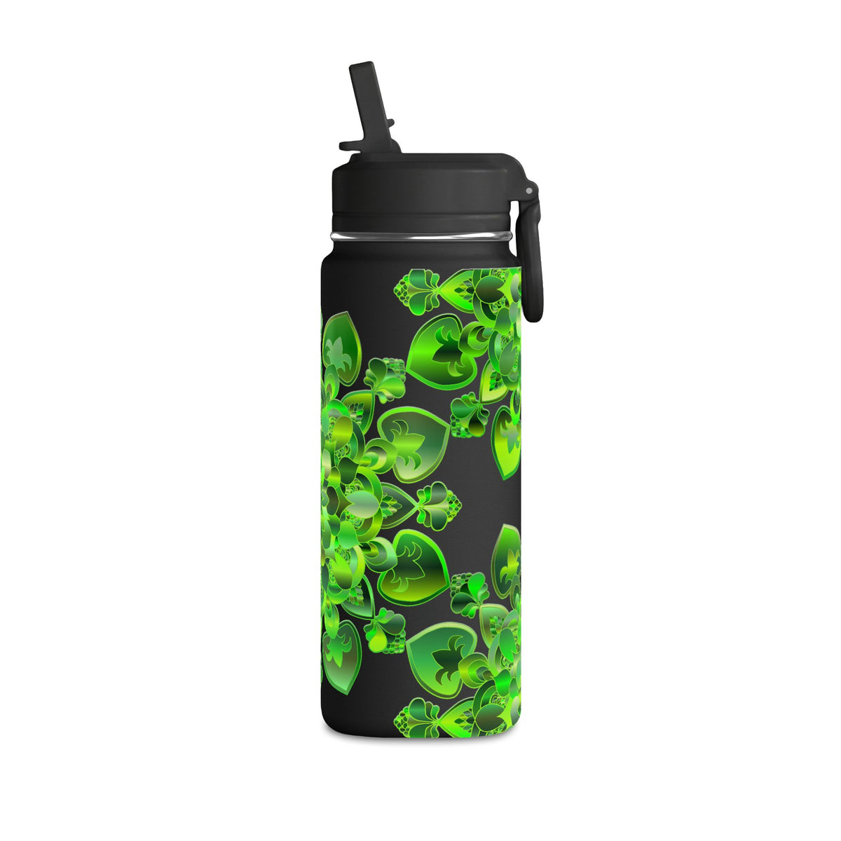 20oz Mini Water Bottle — Green Clover Kaleidoscope St. Patrick’s Day Bottle