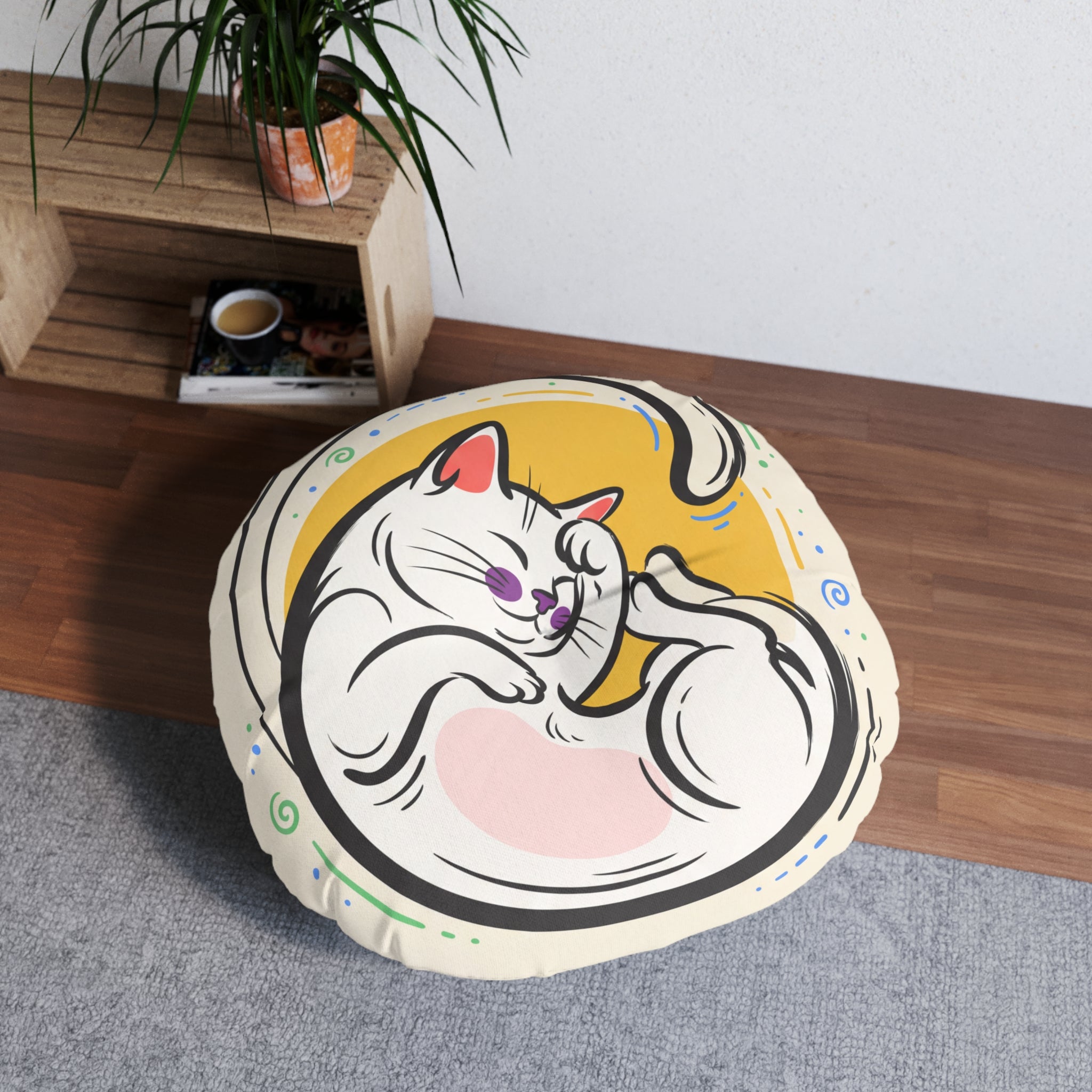 Cozy Crescent Cat Floor Pillow