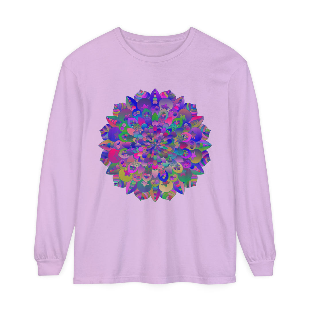 Colorful and intricate mandala design long sleeve t-shirt for vibrant style