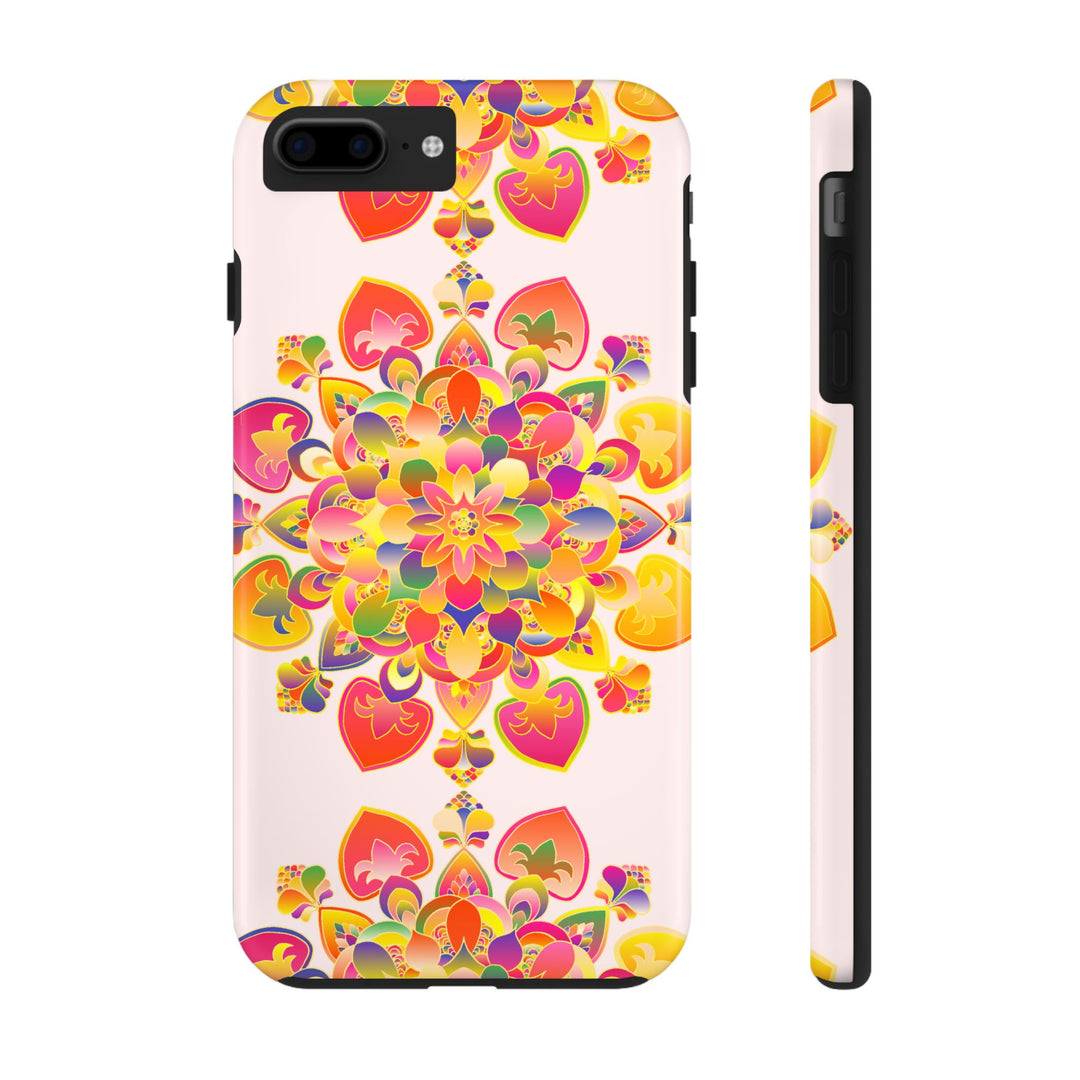 Colorful hand drawn mandala art phone case with intricate design details