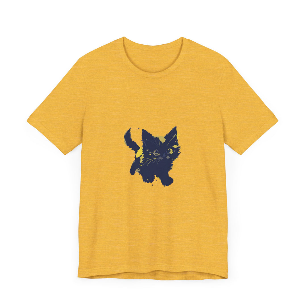 Black Cat Mystery T-Shirt - Cute & Playful, featuring a playful black cat design on a comfortable black t-shirt