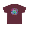 Colorful mandala art design printed on a comfortable unisex heavy cotton t-shirt, perfect for yoga and mindfulness practice