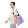 Colorful orange and purple Mandala Tote Bag, perfect for everyday use