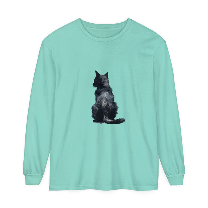 Black Cat Watercolor Long Sleeve T-Shirt - High-quality, comfortable, and stylish t-shirt with a beautiful watercolor black cat design