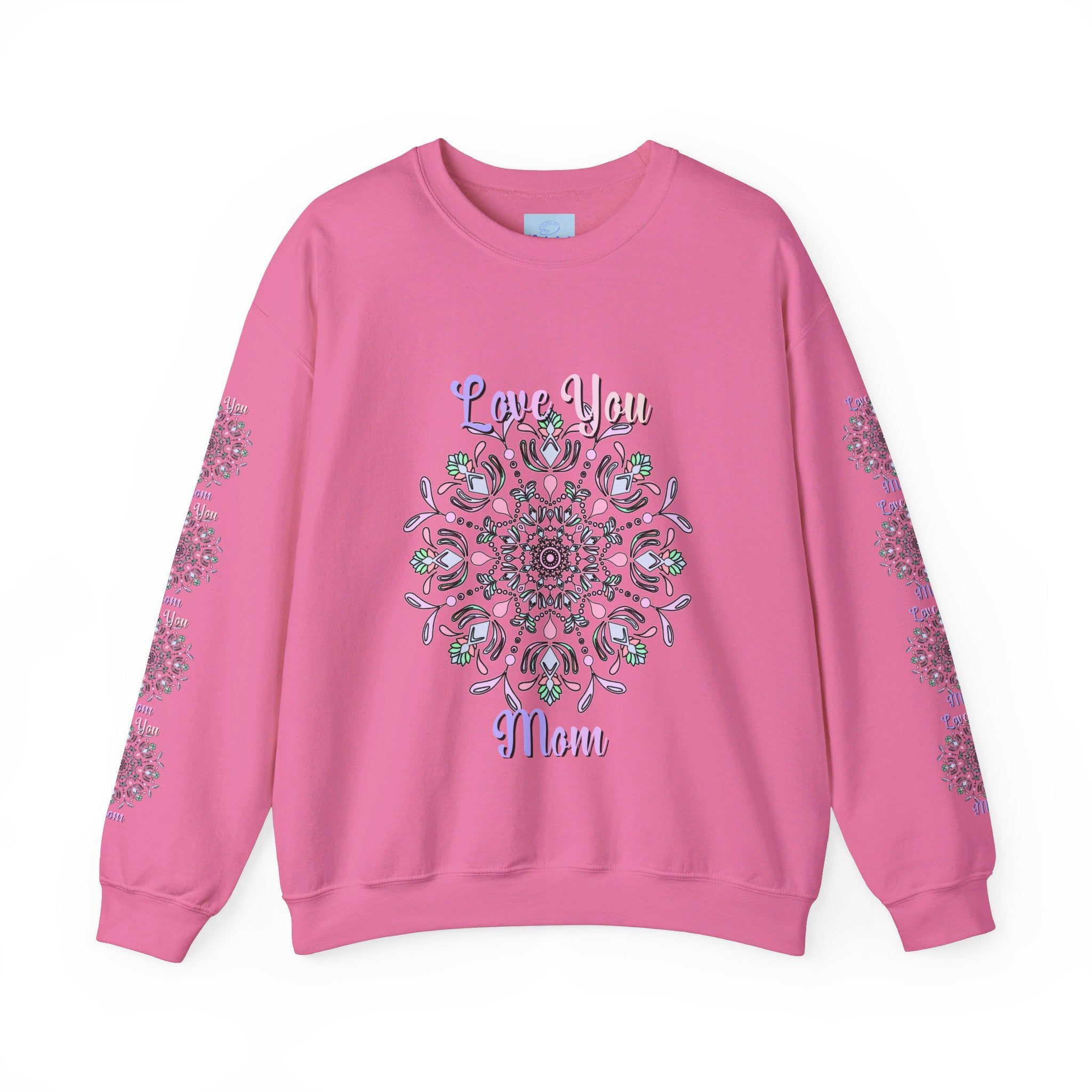 Cozy unisex crewneck sweatshirt with 'Love You Mom' design, perfect birthday gift for your mom