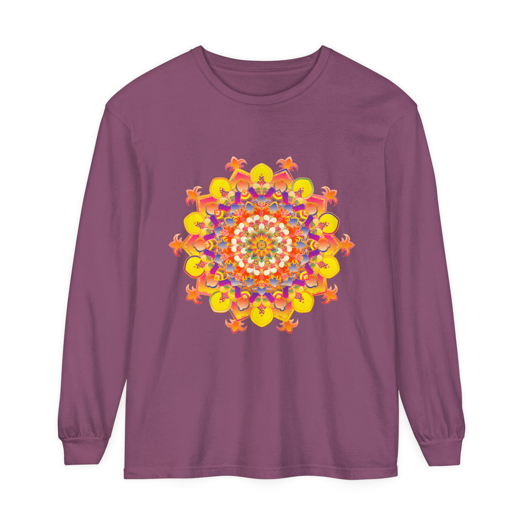 Colorful and intricate mandala design long sleeve unisex t-shirt