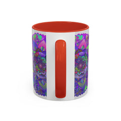 Handcrafted light grey mug featuring an intricate mandala art design