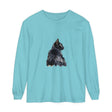 Black Cat Watercolor Long Sleeve T-Shirt featuring a stunning watercolor design of a black cat on a comfortable long sleeve shirt for cat lovers and art enthusiasts