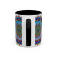  Vivid and intricate mandala design on a grey background mug 