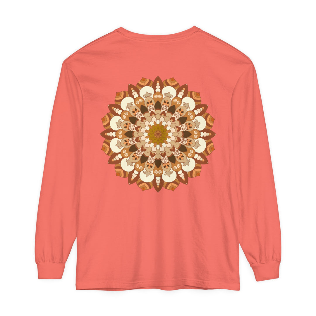 Intricate Mandala Unisex Long Sleeve T-Shirt featuring vibrant, detailed mandala design