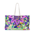 Floral-Inspired Weekender Bag in Soft Green and Purple Tones
