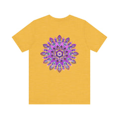 Beautiful purple mandala t-shirt with intricate spiritual design promoting peace and harmony
