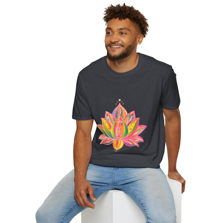 Beautiful Lotus Mandala Unisex T-Shirt with Hand-Drawn Unique Design by Blululi