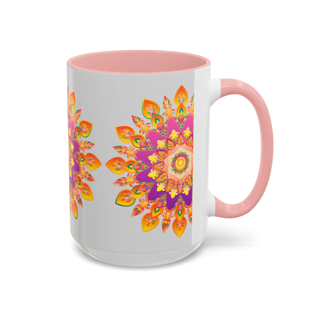 Adorable mandala art mug with colorful floral patterns and vibrant colors