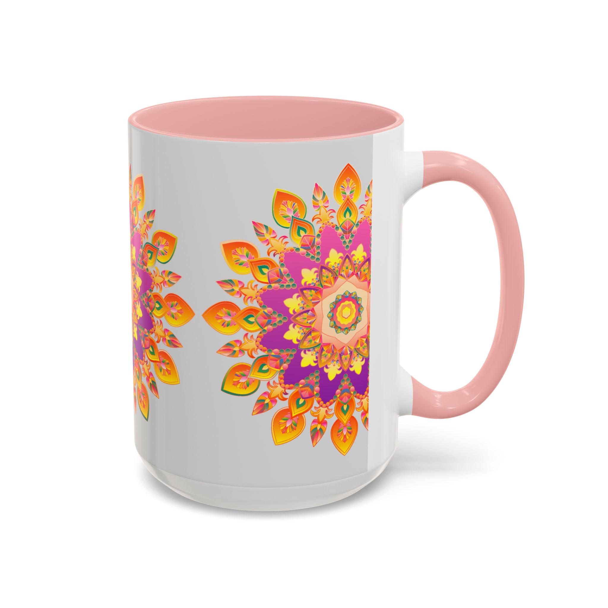 Adorable mandala art mug with colorful floral patterns and vibrant colors