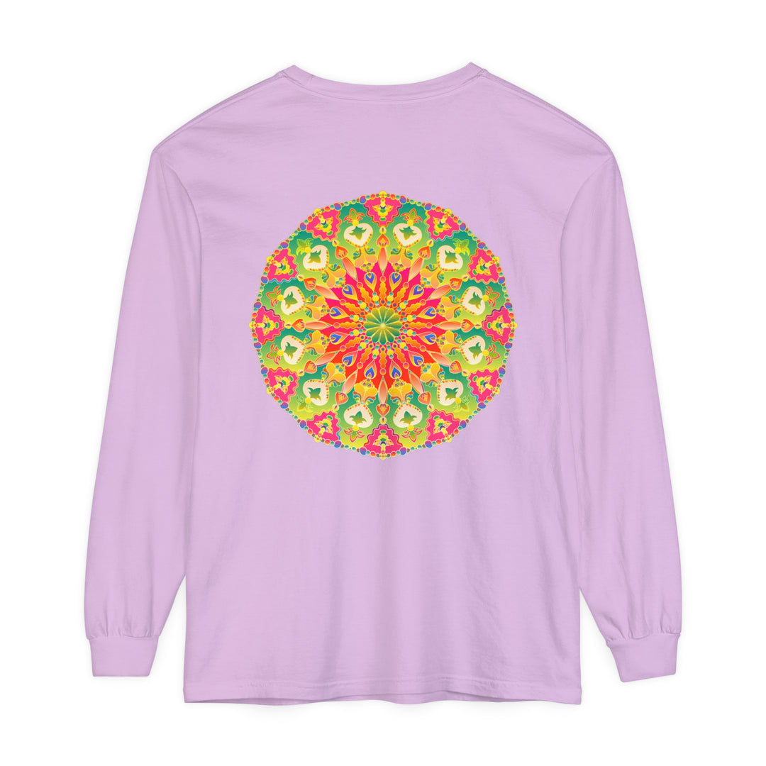 Intricate Mandala Long Sleeve T-Shirt featuring vibrant and colorful art design