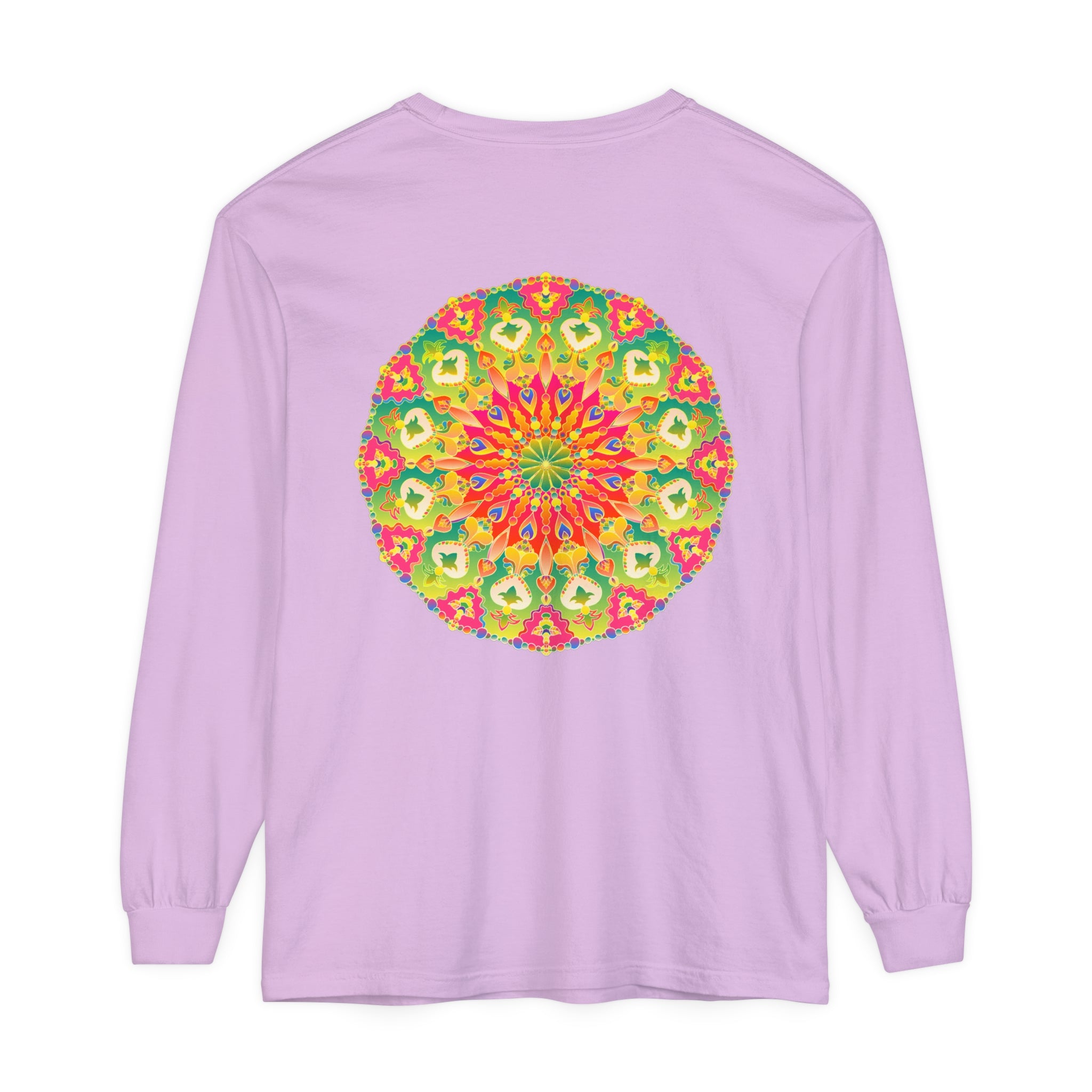 Intricate Mandala Long Sleeve T-Shirt featuring vibrant and colorful art design