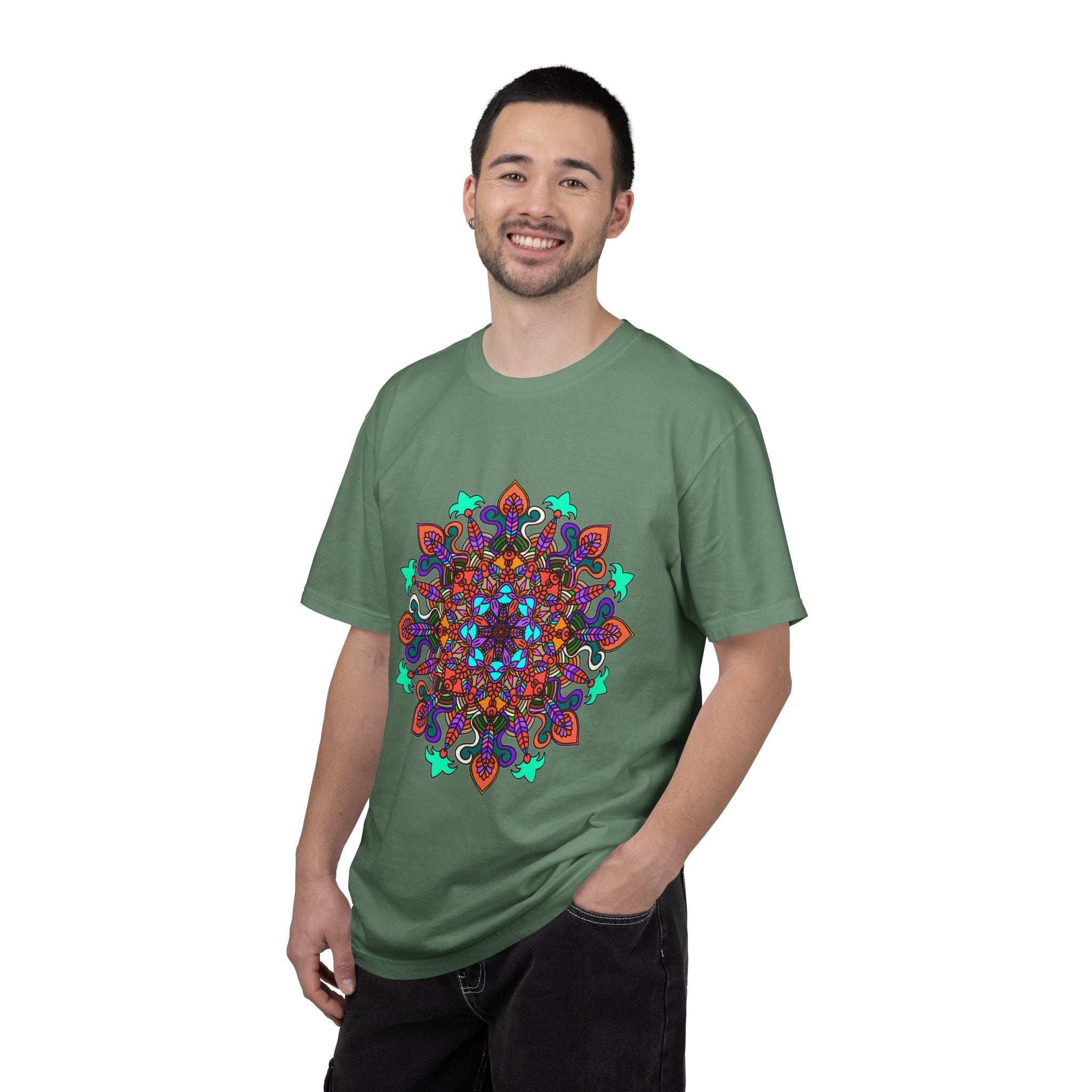 T-shirt con disegno mandala fatto a mano - 100% cotone