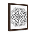 Handmade black and white mandala art on gallery canvas wraps in vertical frame