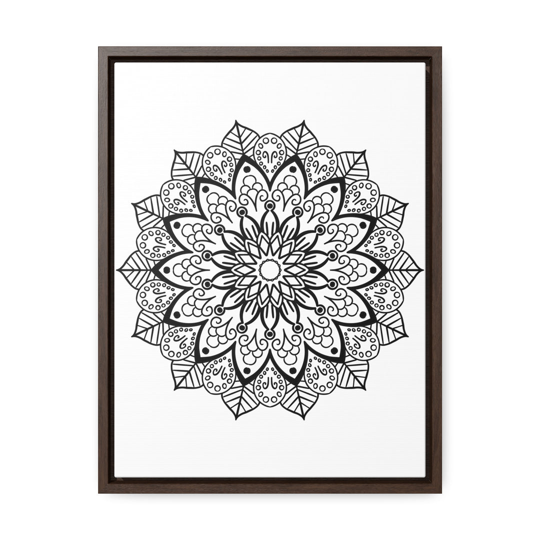 Beautiful handmade black and white mandala art on gallery canvas wraps