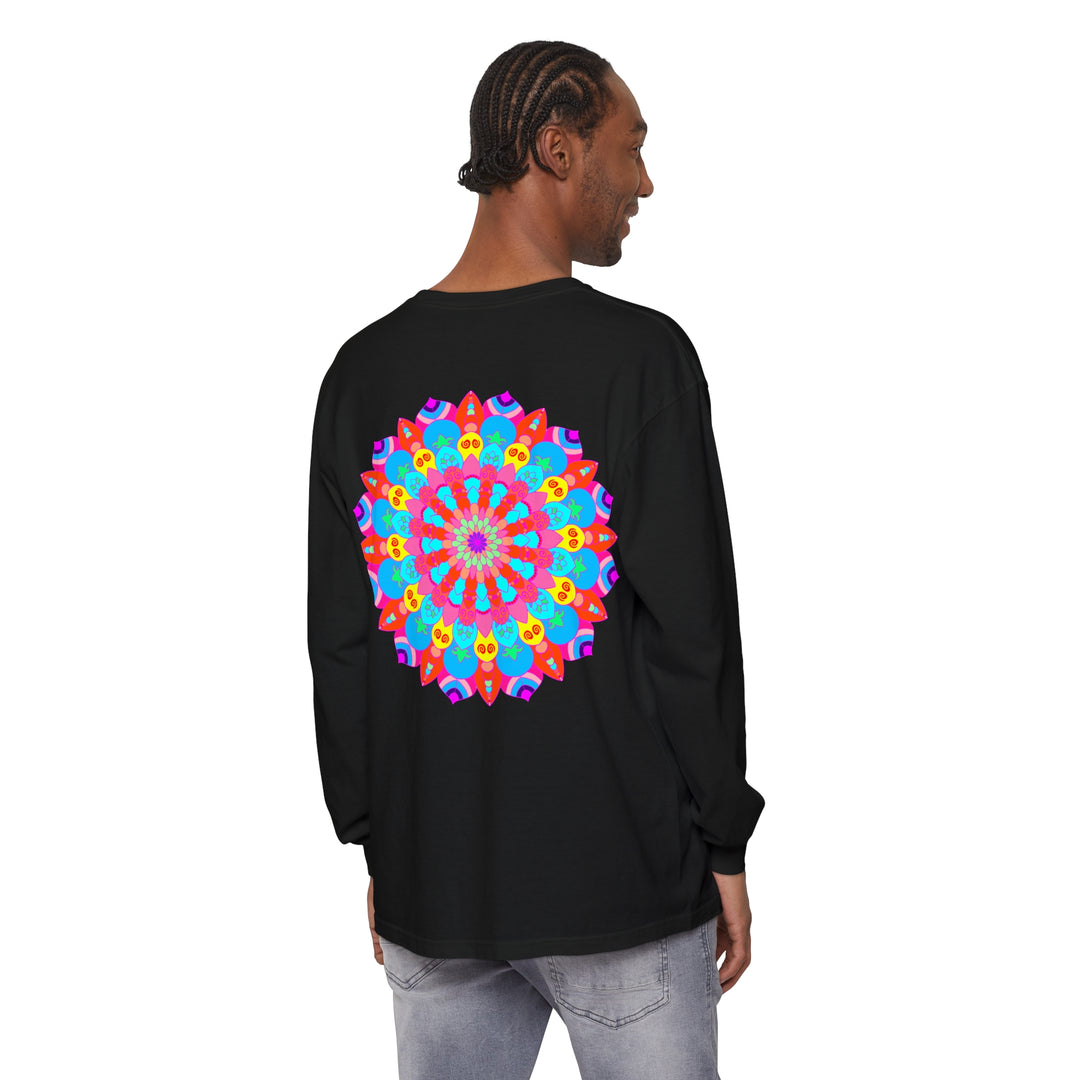 Vibrant and intricate mandala design long sleeve t-shirt for all genders