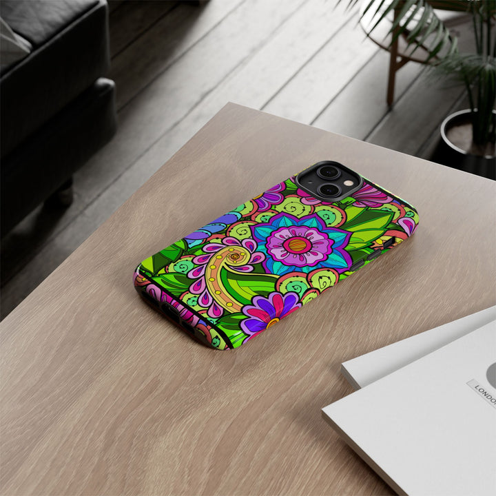 Floral Fantasy iPhone and Google Pixel Case in Bright Green Palette