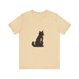 Black Cat Mystery Abstract T-Shirt with intricate design and vibrant colors