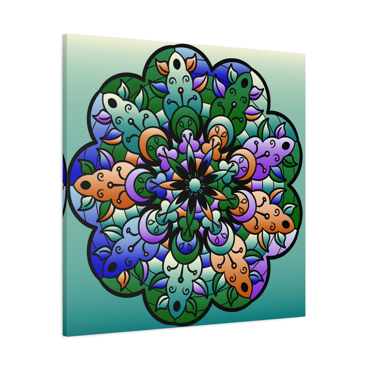 Floral Mandala Matte Canvas Print — Colorful Stretched Wall Art