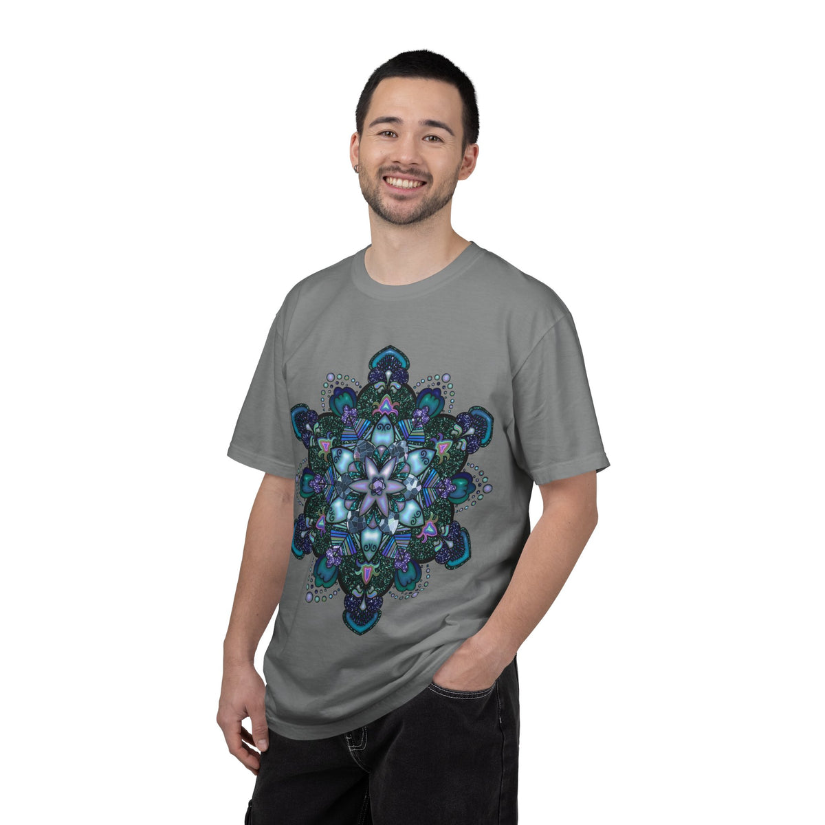 Mandala T-Shirt – Blue Purple Boho Geometric Floral Design
