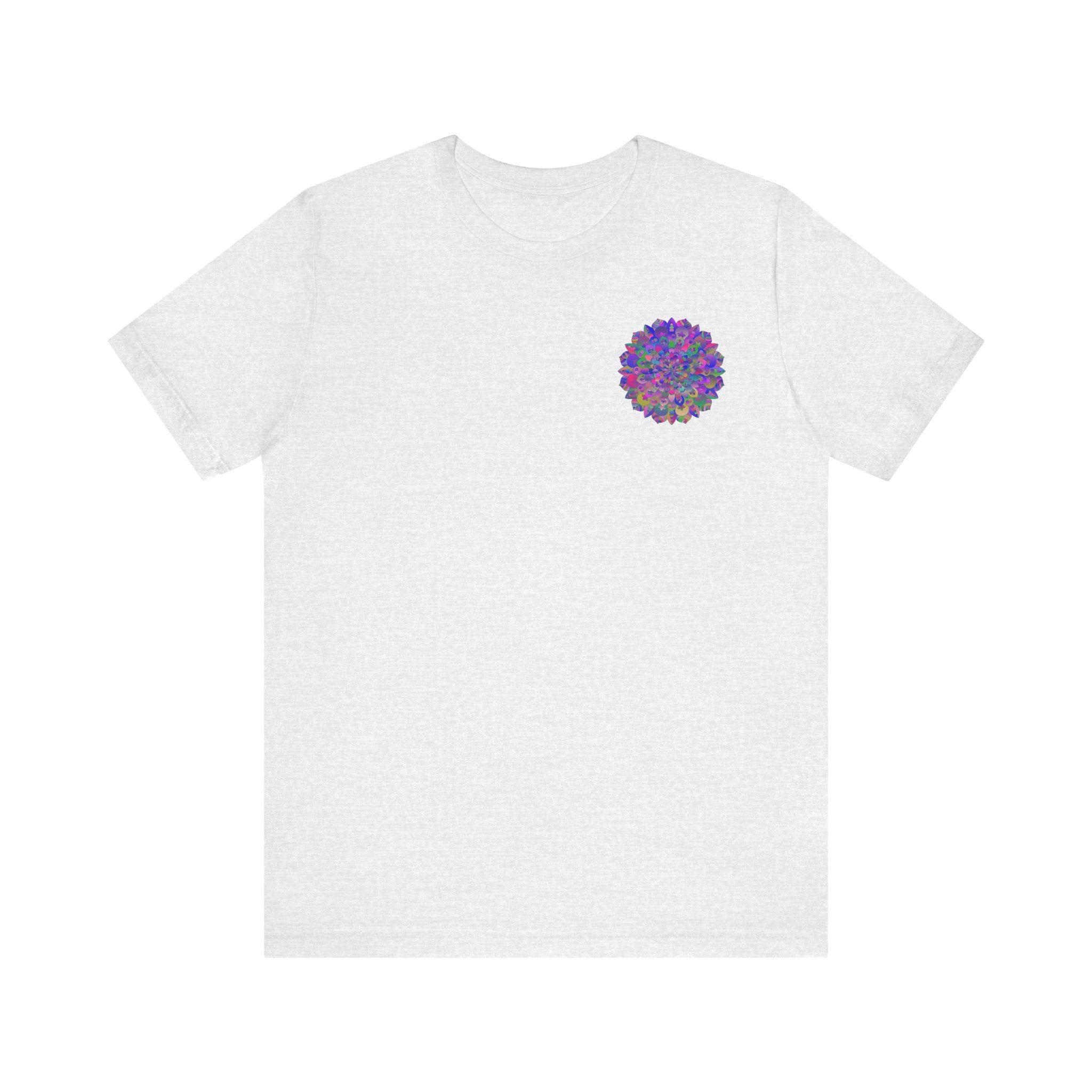 Vibrant Mandala Tee - Spiritual Peace & Harmony: A colorful, intricately designed t-shirt with a mandala pattern representing spiritual unity and tranquility