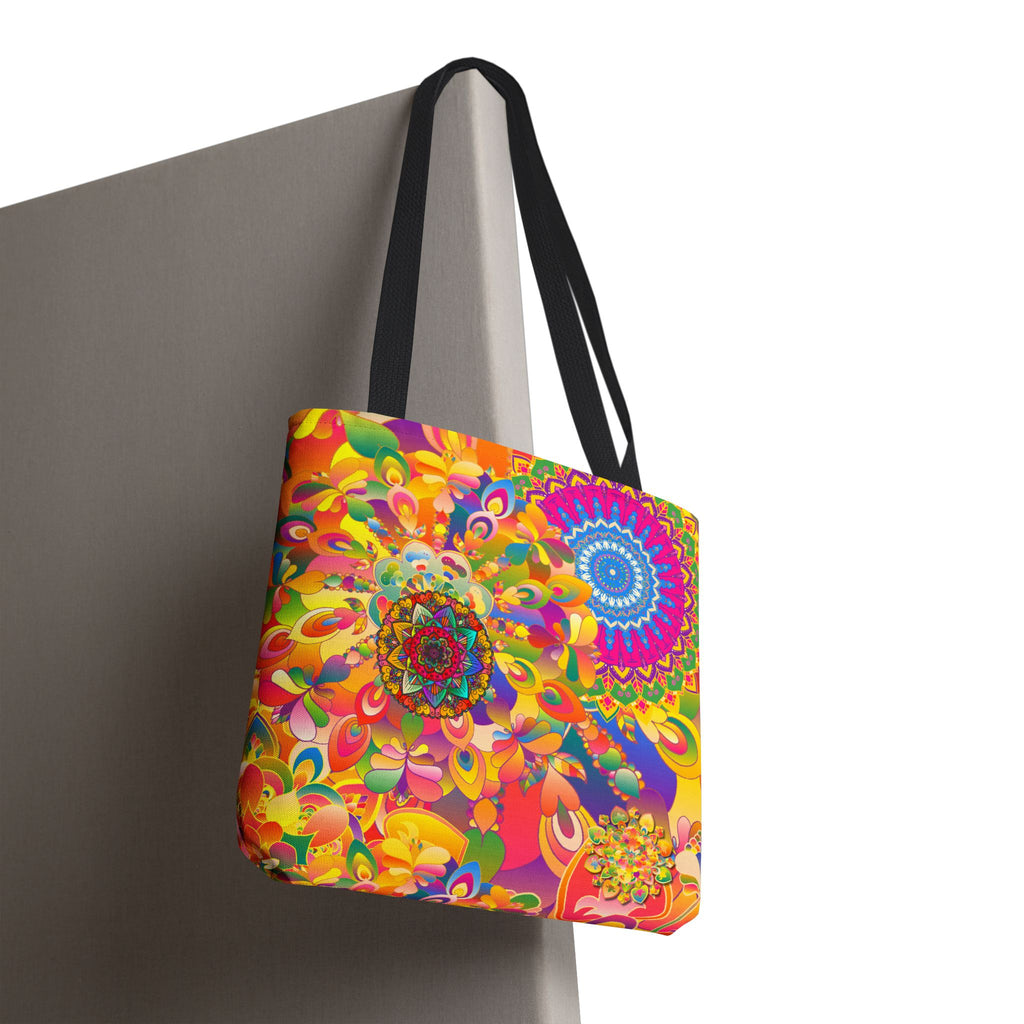 Psychedelic Floral Mandala Tote Bag