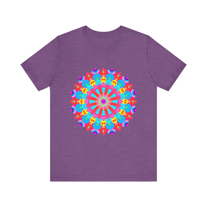 Colorful mandala t-shirt featuring psychedelic art design in vibrant hues