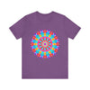 Colorful mandala t-shirt featuring psychedelic art design in vibrant hues