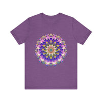 Colorful mandala flower t-shirt featuring vibrant spiritual art design for a unique and eye-catching fashion statement