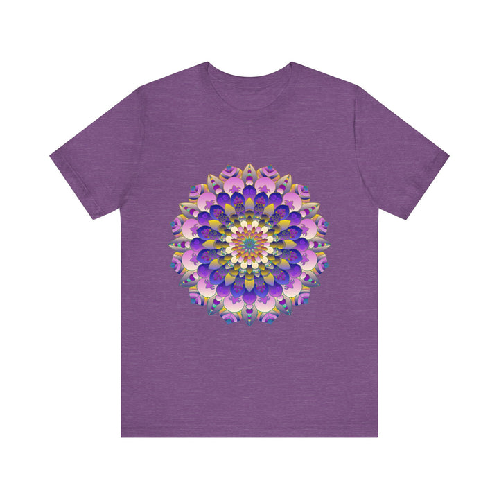 Colorful mandala flower t-shirt featuring vibrant spiritual art design for a unique and eye-catching fashion statement