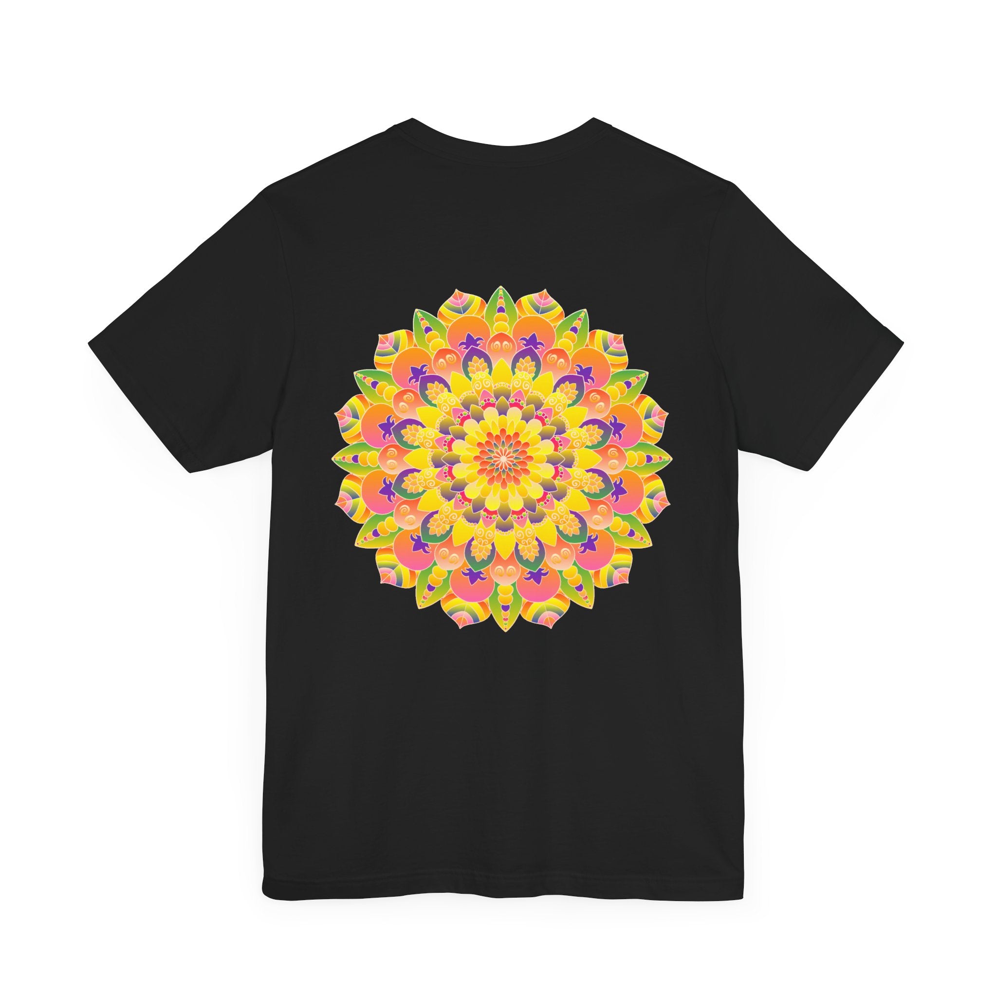 Colorful and intricate mandala design tee promoting peace and harmony