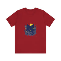 A comfortable and stylish black t-shirt featuring a mysterious black cat surrounded by whimsical flowers