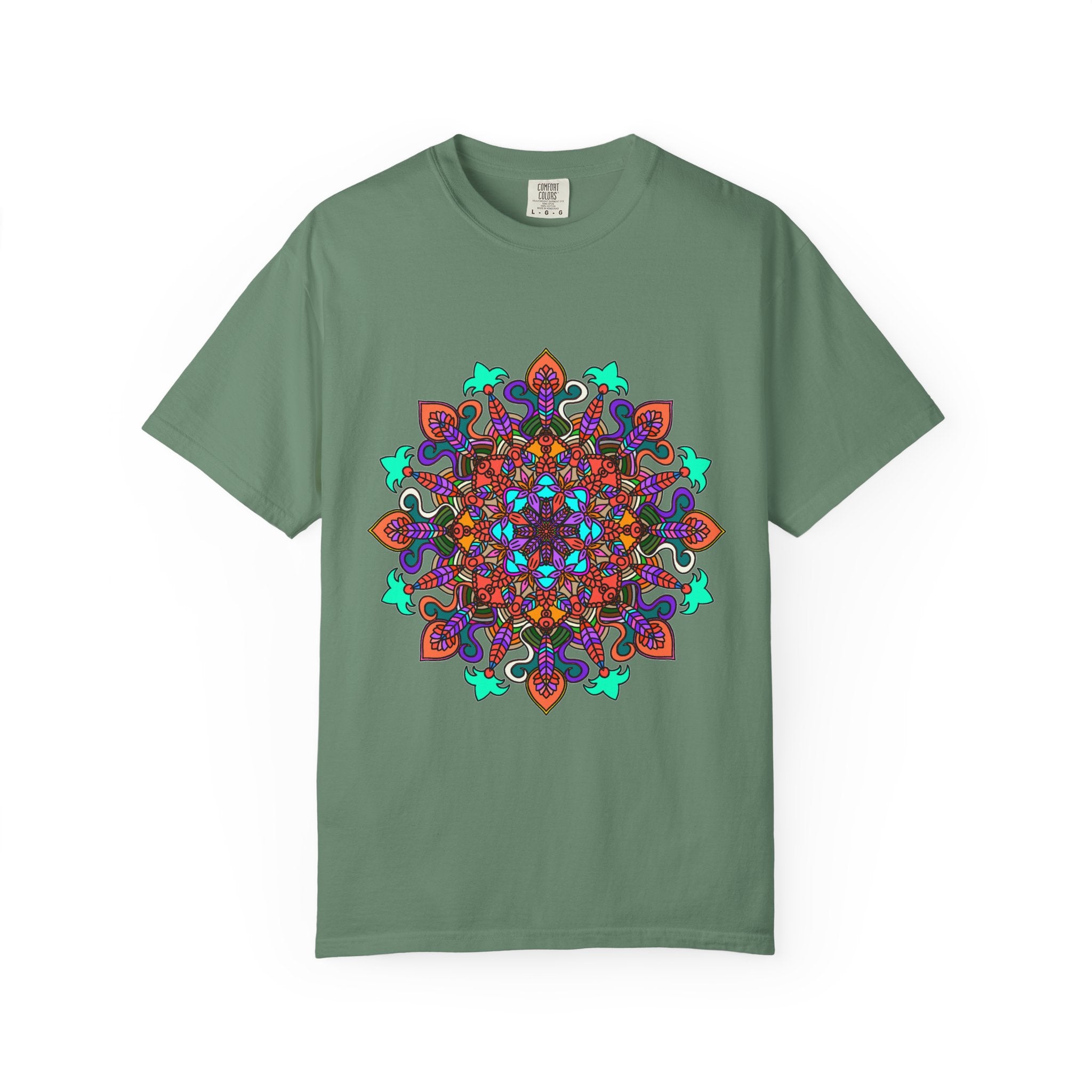 T-shirt con disegno mandala fatto a mano - 100% cotone